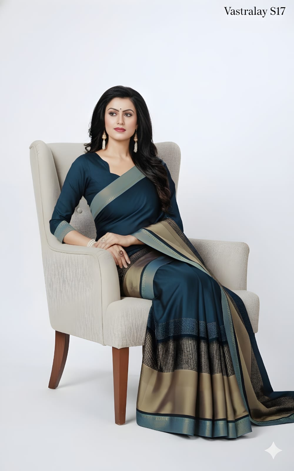Teal Blue Cotton Silk Saree with Elegant Contrast Border