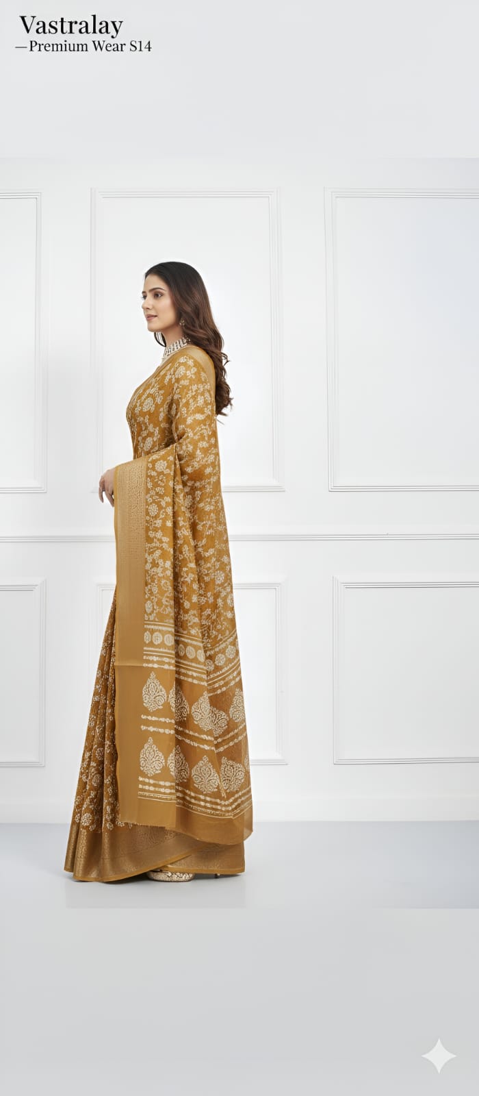 Mustard Gold Floral Woven Cotton Silk Saree