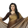Classic Olive Brown Satin Silk Saree with Designer Woven Border