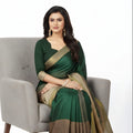 Classic Bottle Green Satin Silk Saree with Elegant Gold Woven Border