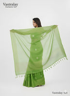 resh Green Silk Saree with Subtle Tie-Dye Effect
