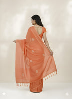 Soft Peach Cotton Silk Saree with Woven Motifs