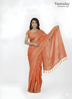 Soft Peach Cotton Silk Saree with Woven Motifs