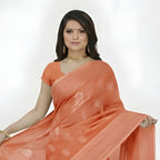 Soft Peach Cotton Silk Saree with Woven Motifs