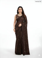 Premium Dark Chocolate Brown Silk Blend Saree