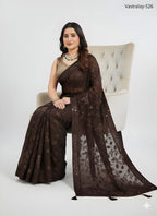 Premium Dark Chocolate Brown Silk Blend Saree